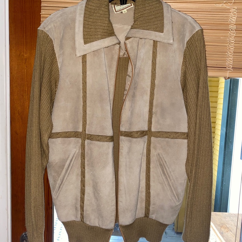 Vintage leather and twill Zeka jacket
